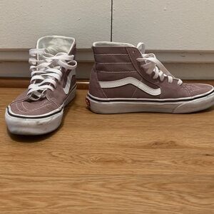 Vans High-Top Sneakers in Mauve and White